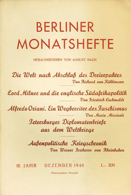Berliner Monatshefte 18. Jg., Dezember