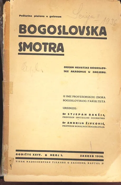 Bogoslovska smotra, br. 1/1936.