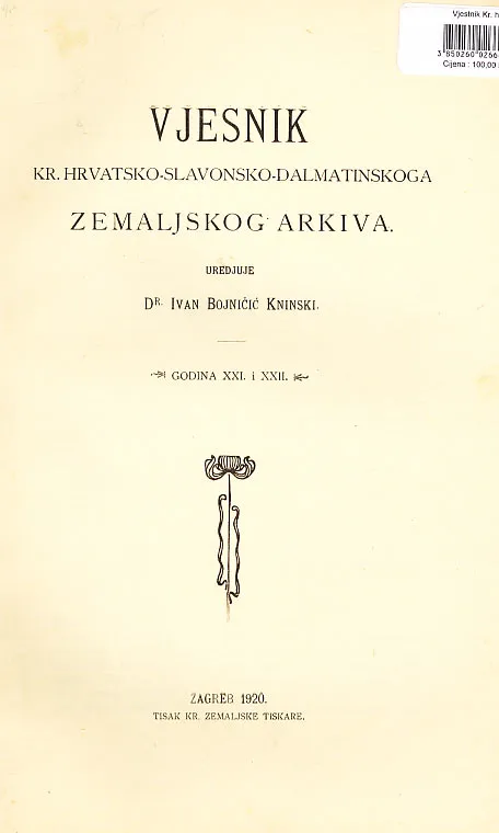 Vjesnik Kr. hrvatsko-slavonsko-dalmatinskoga zemaljskog arkiva