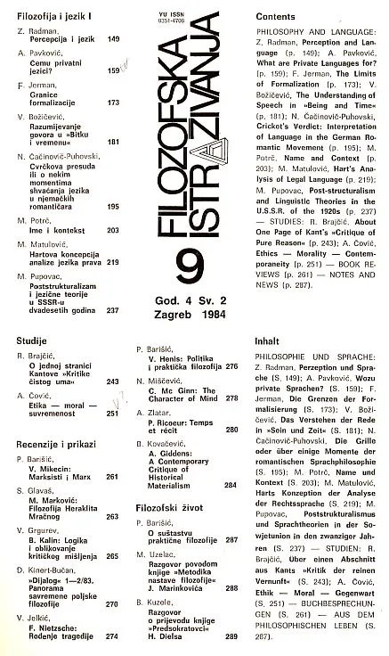 Filozofska istraživanja 9/1984