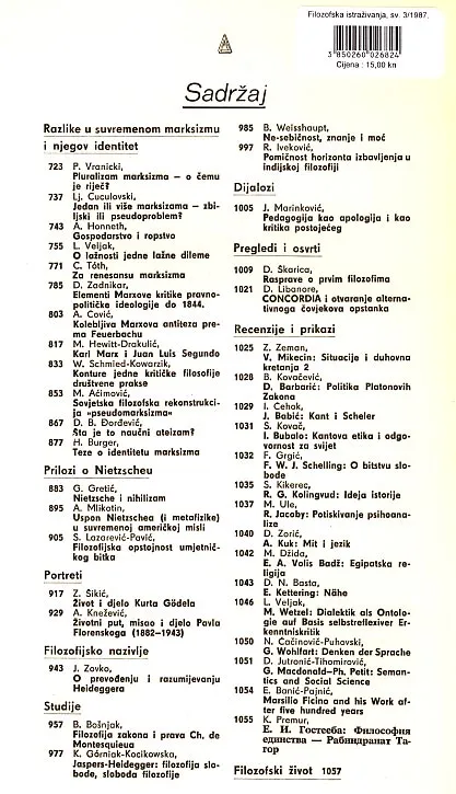 Filozofska istraživanja 3/1987