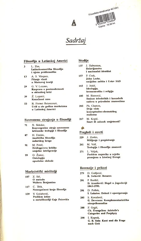 Filozofska istraživanja 40/1991