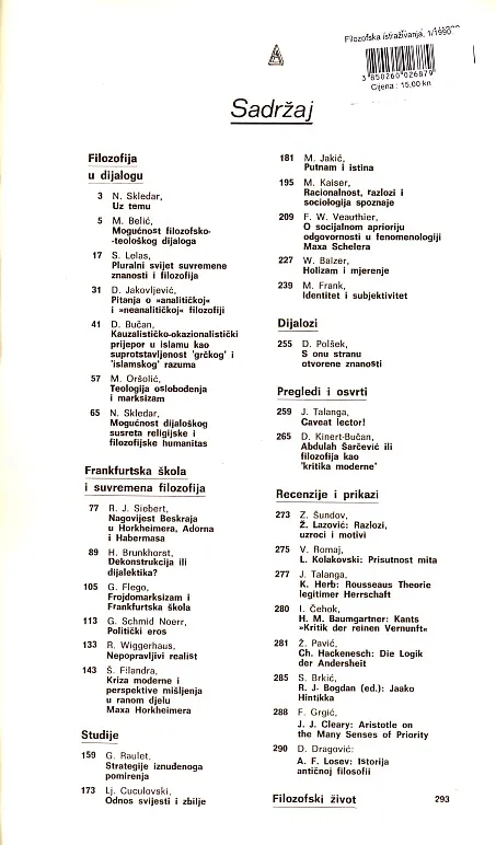 Filozofska istraživanja 1/1990