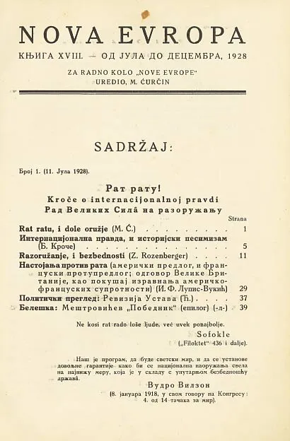 Nova Evropa, knjiga XVIII.
