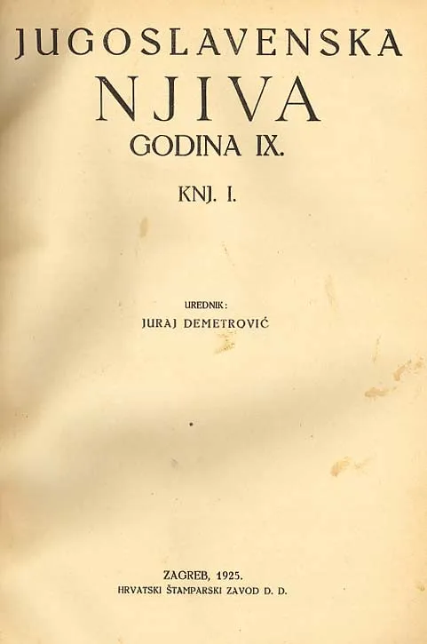 Jugoslavenska njiva, godina IX., knj. 1/1925