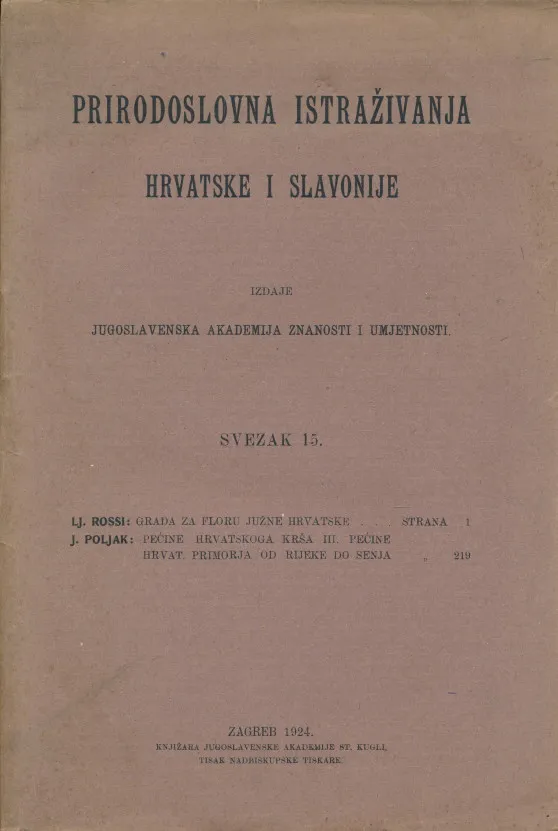 Prirodoslovna istraživanja Hrvatske i Slavonije, sv. 15
