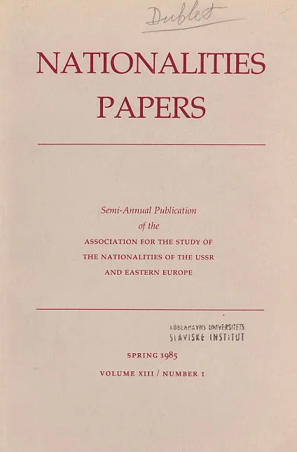 Nationalities Papers, Vol. XIII/Number 1, Spring 1985