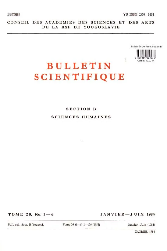 Bulletin Scientifique: Section B, Sciences Humaines
