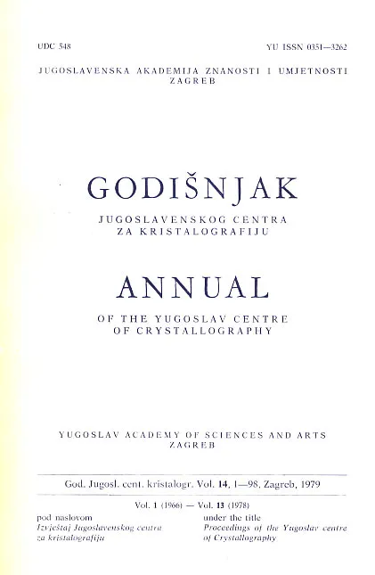 Godišnjak jugoslavenskog centra za kristalografiju, sv. 14/1979