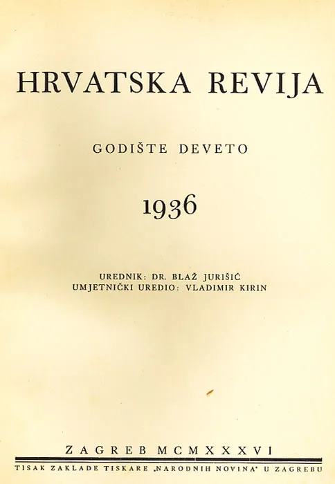 Hrvatska revija, godište deveto, 1936.