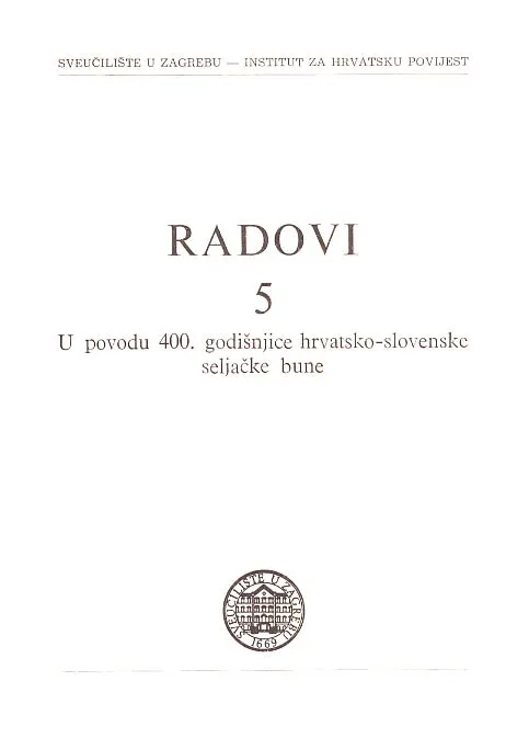 Radovi Instituta za hrvatsku povijest, sv. 5 (Seljačka buna)