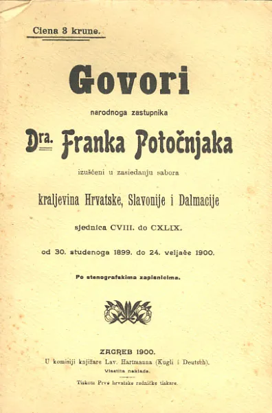 Govori narodnoga zastupnika Dra Franka Potočnjaka izušćeni u zasiedanju