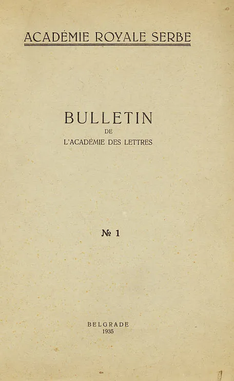 Bulletin de l academie des Lettres, No 1