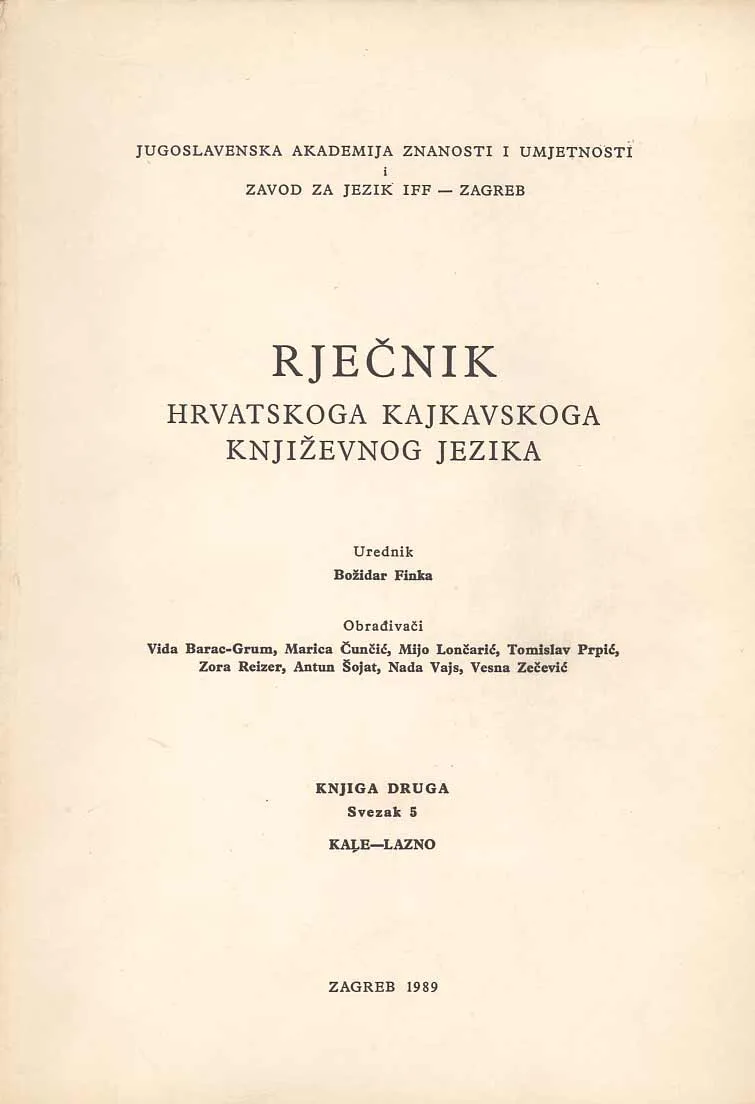 Rječnik hrv. kajkavskoga književnog jezika sv. 5, kale