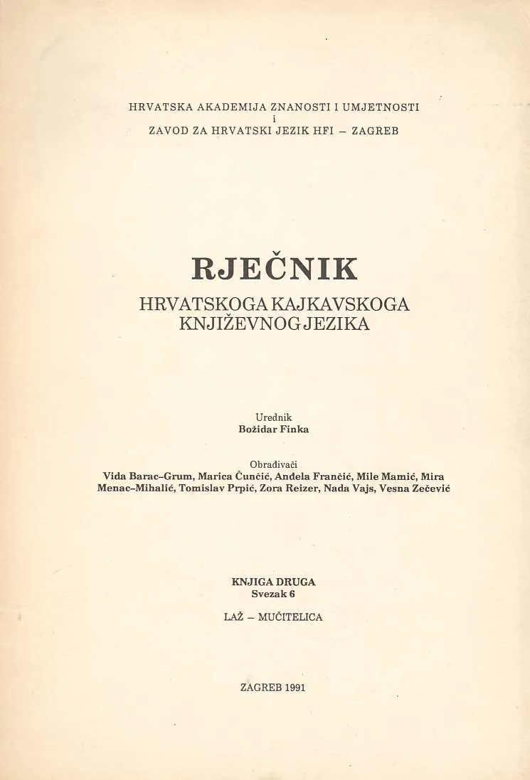Rječnik hrv. kajkavskoga književnog jezika sv. 6, laž