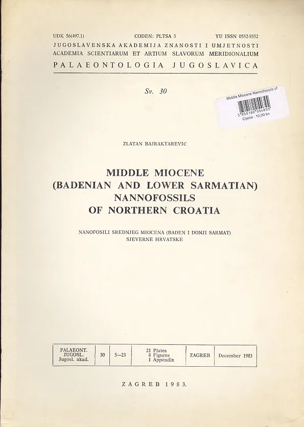 Middle Miocene Nannofossils of Morthern Croatia