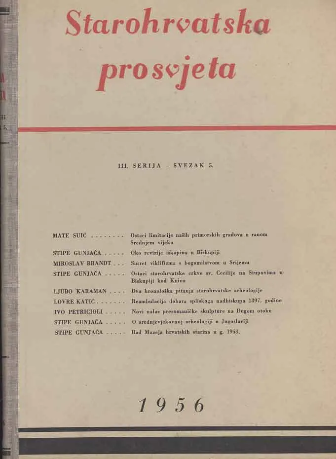Starohrvatska prosvjeta, serija III. sv. 5/1956