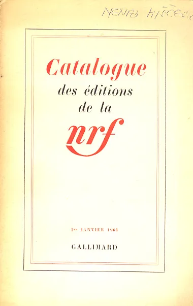 Catalogue des editions de la nrf