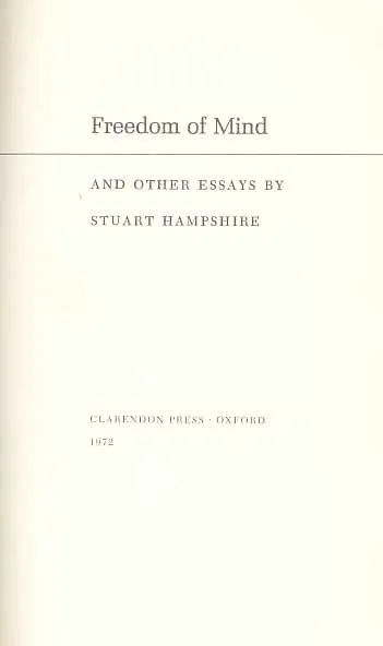 Freedom of mind and other essays