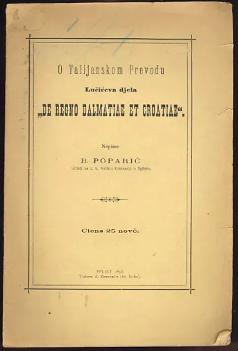 O talijanskom prevodu Lučićeva djela De Regno Dalmatiae et Croatiae