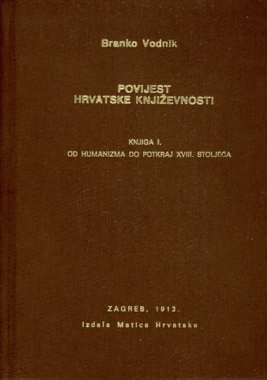 Povijest hrvatske književnosti, knjiga I.
