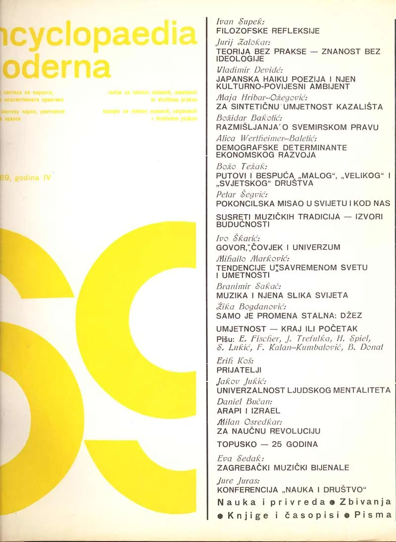 Encycloapedia moderna (br.: 9, ljeto 1969., godina IV.)