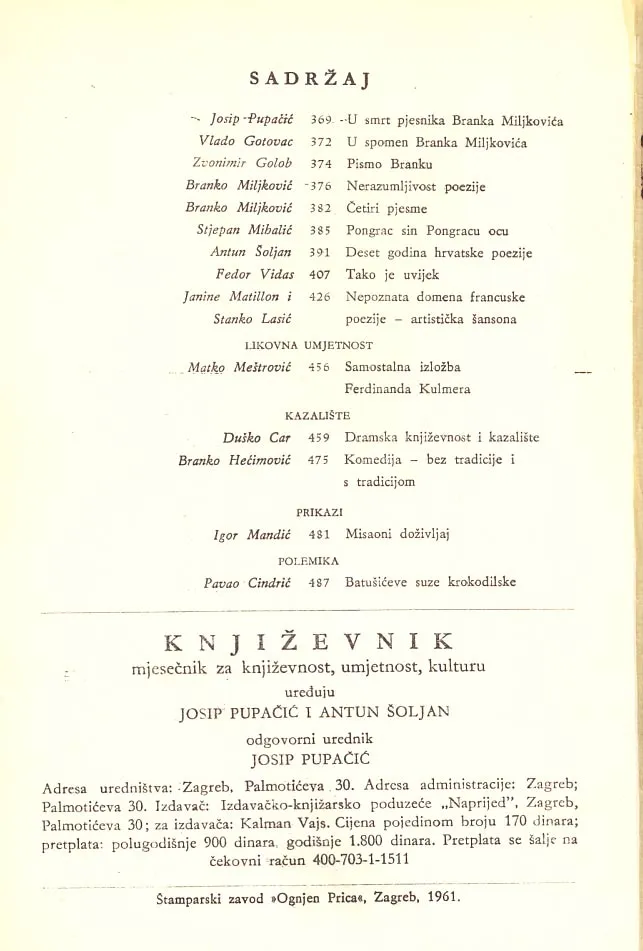 Književnik (br. 22, god. III., sv. I., 1961.)