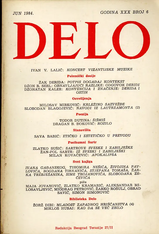 Delo (broj 6, god. XXX., jun 1984.)