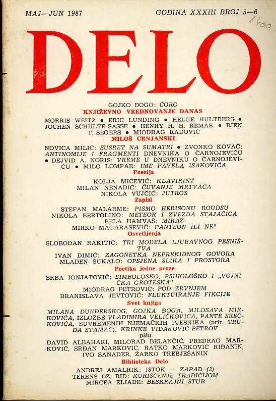 Delo (broj 5-6, god. XXXIII., maj-jun 1987.)