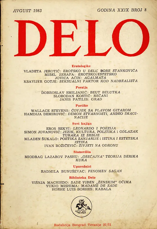 Delo (broj 8, god. XXIX., august 1983.)