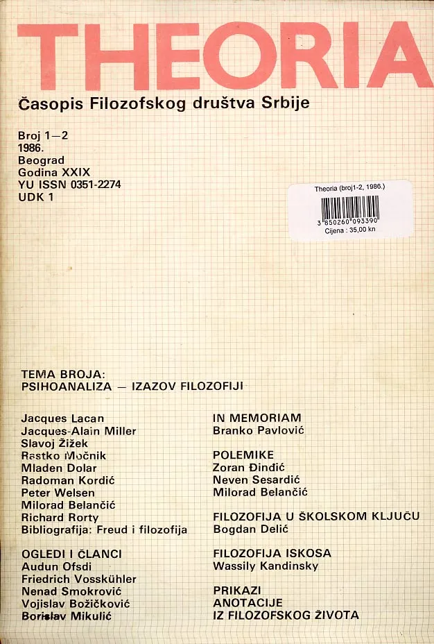 Theoria 1-2/1986.