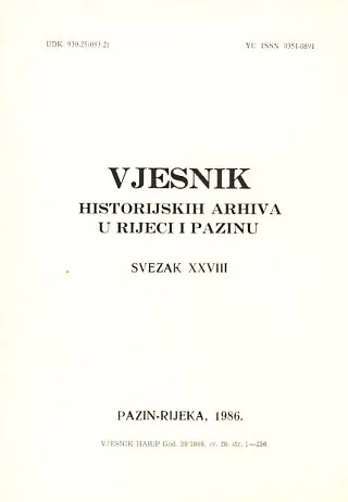 Vjesnik historijskih arhiva u Rijeci i Pazinu, sv. XVIII/1986