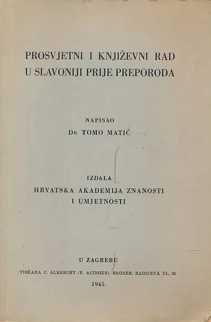 Prosvjetni i književni rad u Slavoniji prije preporoda