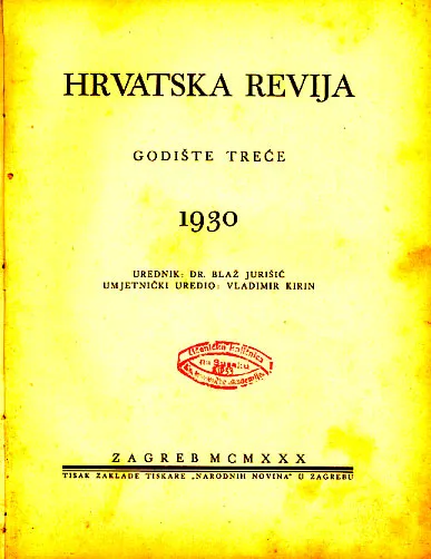 Hrvatska revija, god. 1930.