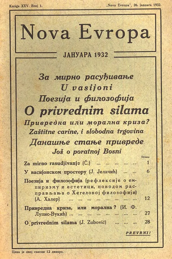 Nova Evropa, 1/1932