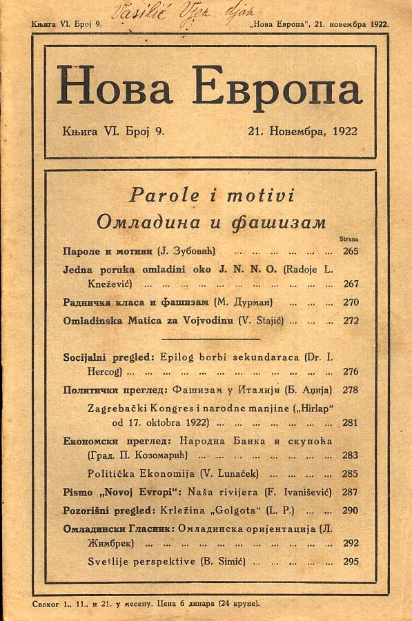 Nova Evropa, 9/1922