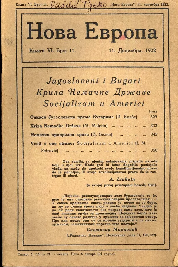 Nova Evropa 11/1922