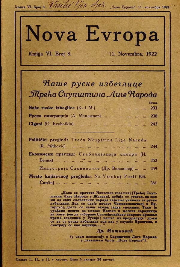 Nova Evropa 8/1922