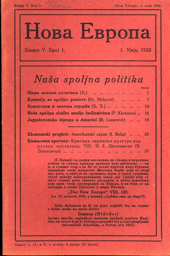Nova Evropa 1/1922