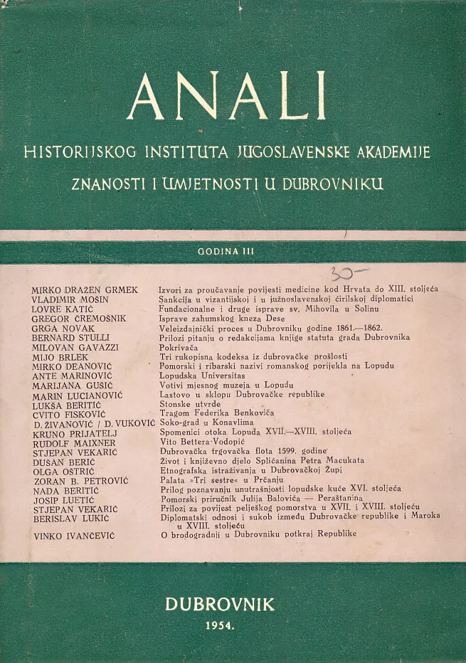 Anali Historijskog instituta JAZU u Dubrovniku III/1954