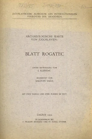 Blatt Rogatec: Archaeologische Karte von Jugoslawien