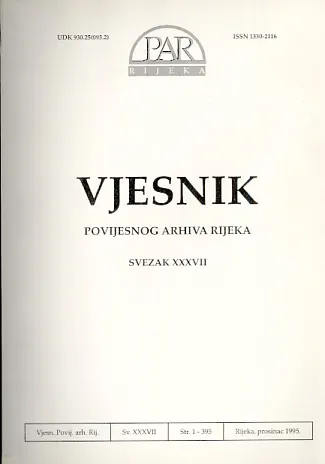 Vjesnik Povijesnog arhiva u Rijeci, sv. XXXVII