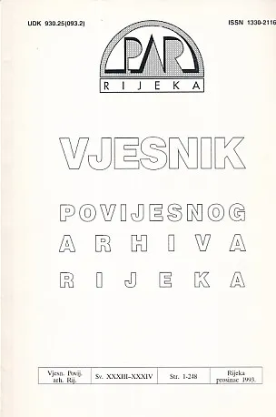 Vjesnik Povijesnog arhiva Rijeka, sv. XXXIII-XXXIV/1993