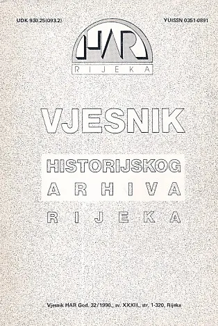 Vjesnik Povijesnog arhiva u Rijeci, sv. XXXII/1990