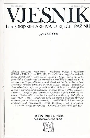 Vjesnik historijskih arhiva u Rijeci i Pazinu, sv. XXX/1988