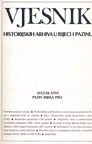 Vjesnik historijskih arhiva u Rijeci i Pazinu, sv. XXVI/1983