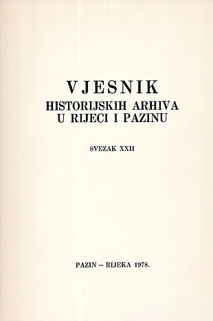 Vjesnik historijskih arhiva u Rijeci i Pazinu, sv. XXII/1978