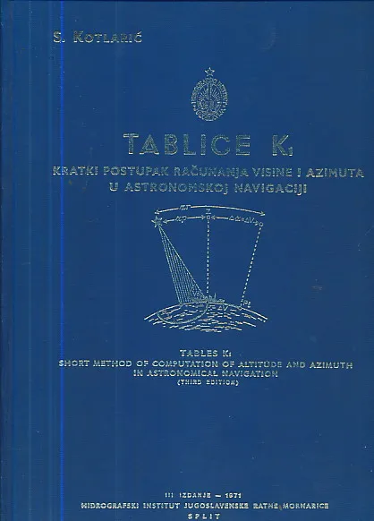 Tablice K1: Kratki postupak računanja visine i azimuta u astronomskoj navigaciji