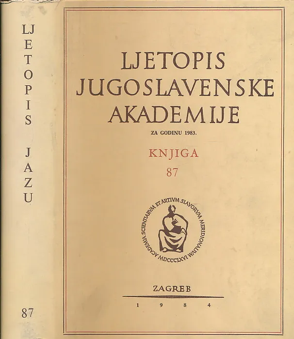 Ljetopis JAZU za god. 1983, knjiga 87