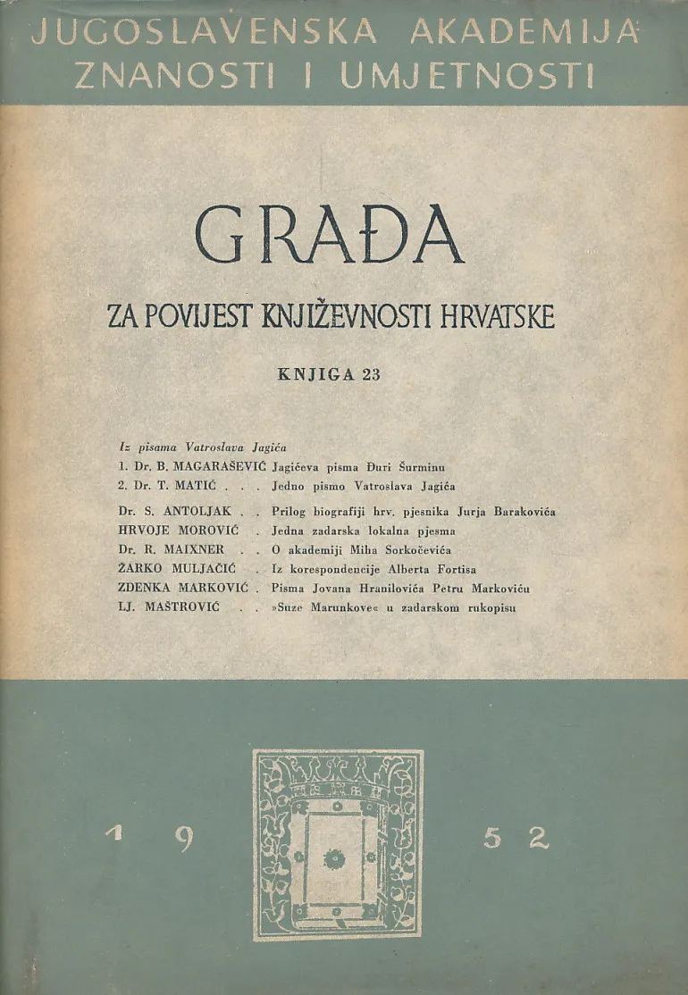 Građa za povijest književnosti Hrvatske, knjiga 23